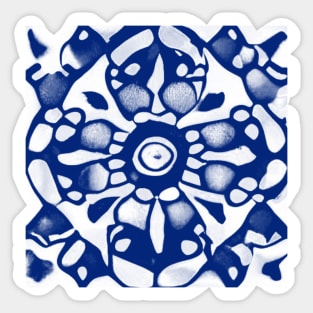 Abstract Floral Print - Blue Aesthetic Sticker